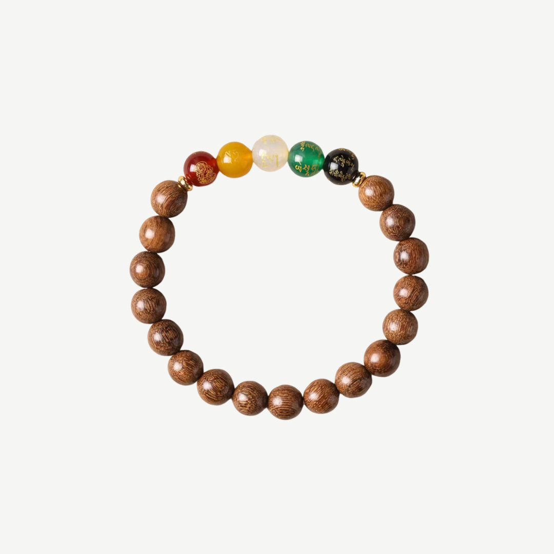 Prosperity Path Bracelet - Sandalwood & Agate Success Mala : 8mm Brown - Seekcase