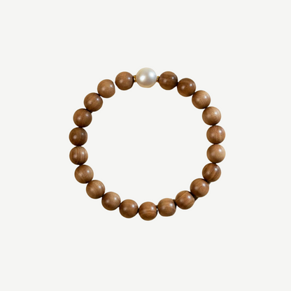 Lunar Serenity Bracelet - Sandalwood & Pearl Sleep Mala : Fits 13-16cm (5.1"-6.3") wrists&nbsp; - Seekcase