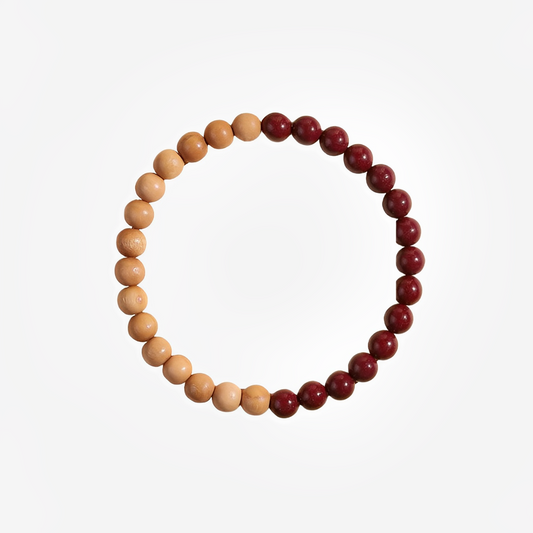 Cinnabar & Peach Wood Bracelet : - Seekcase