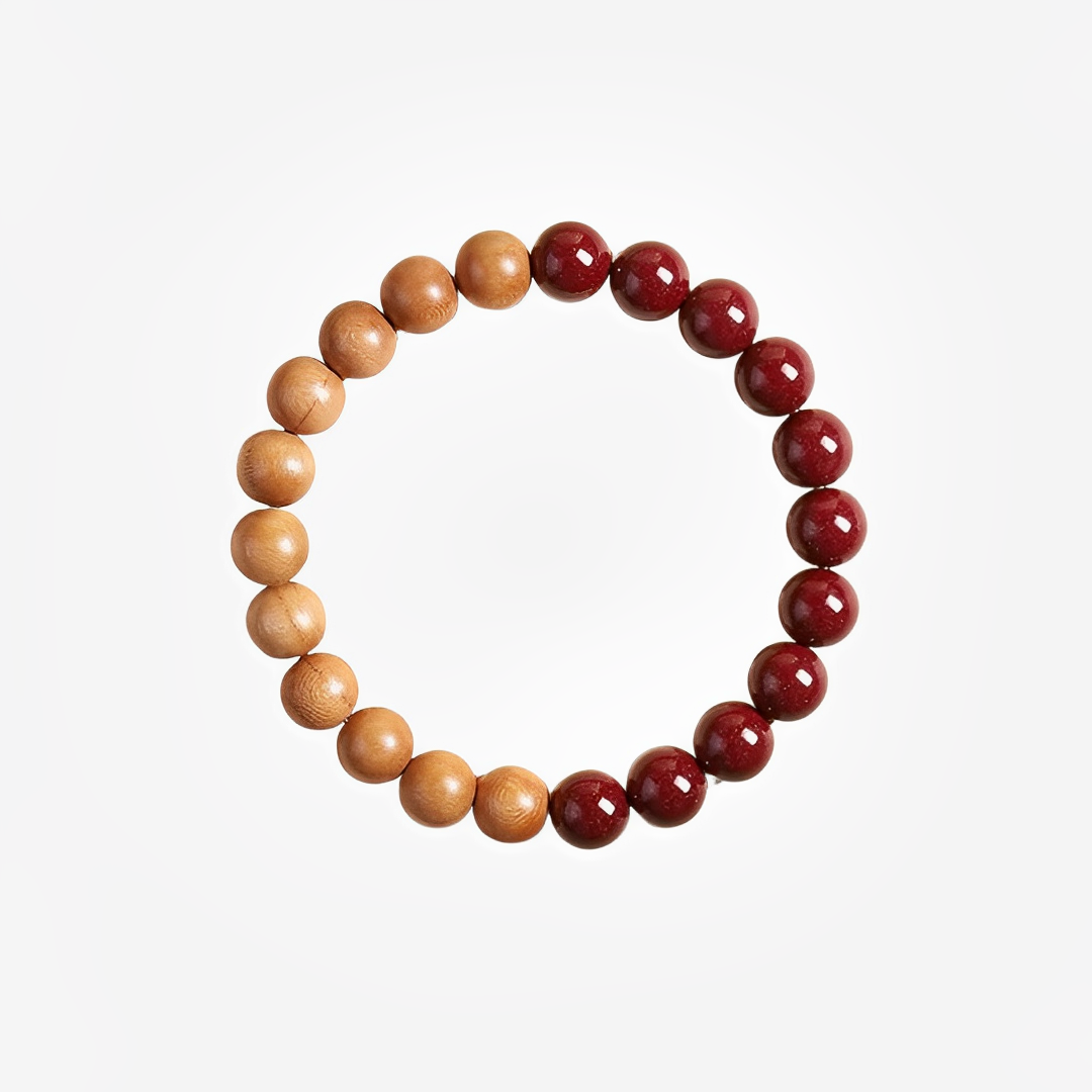 Cinnabar & Peach Wood Bracelet : - Seekcase