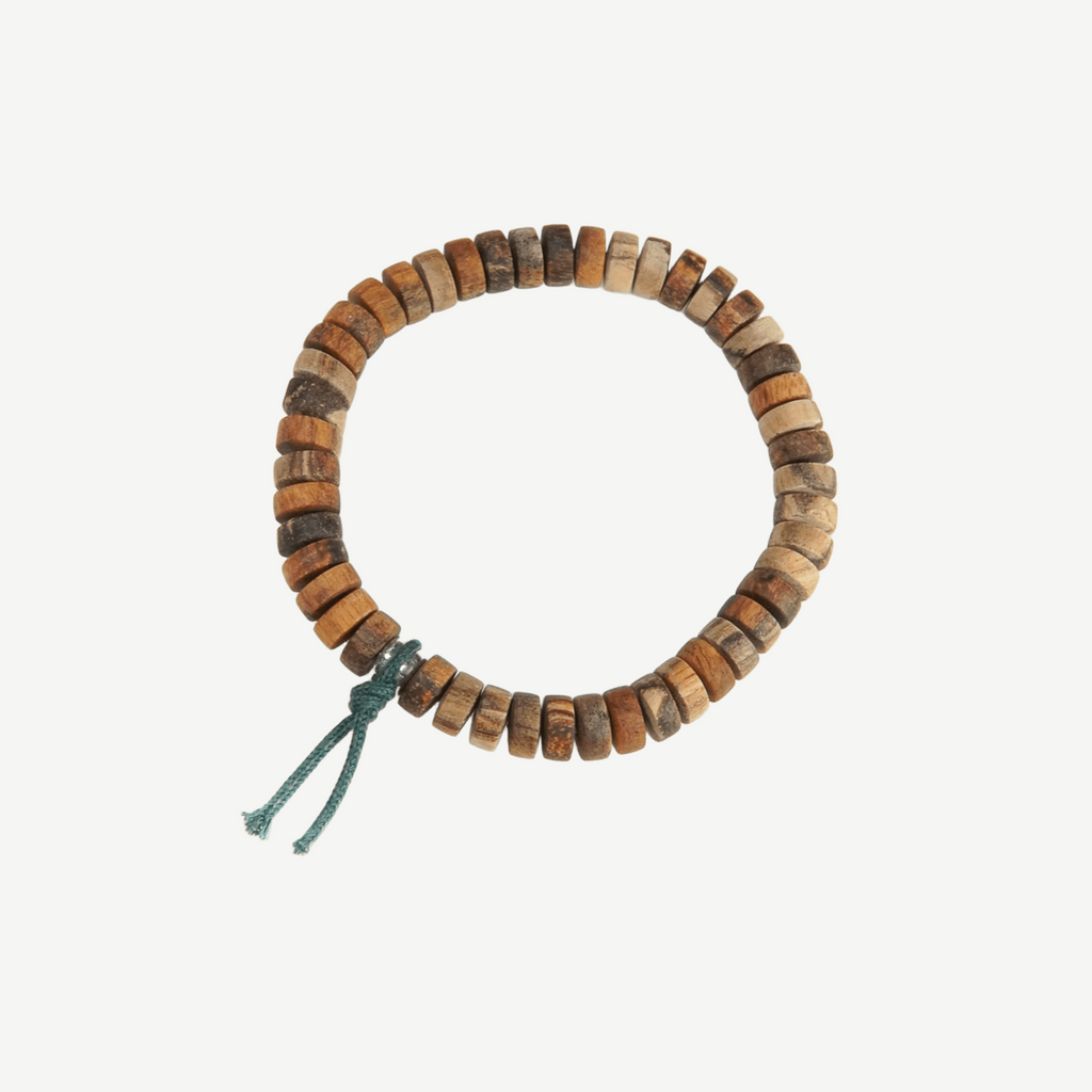 Agarwood "Rose Grain" Bracelet - Maillard Style Beads : Flat Beads (8x3.8mm) - Seekcase