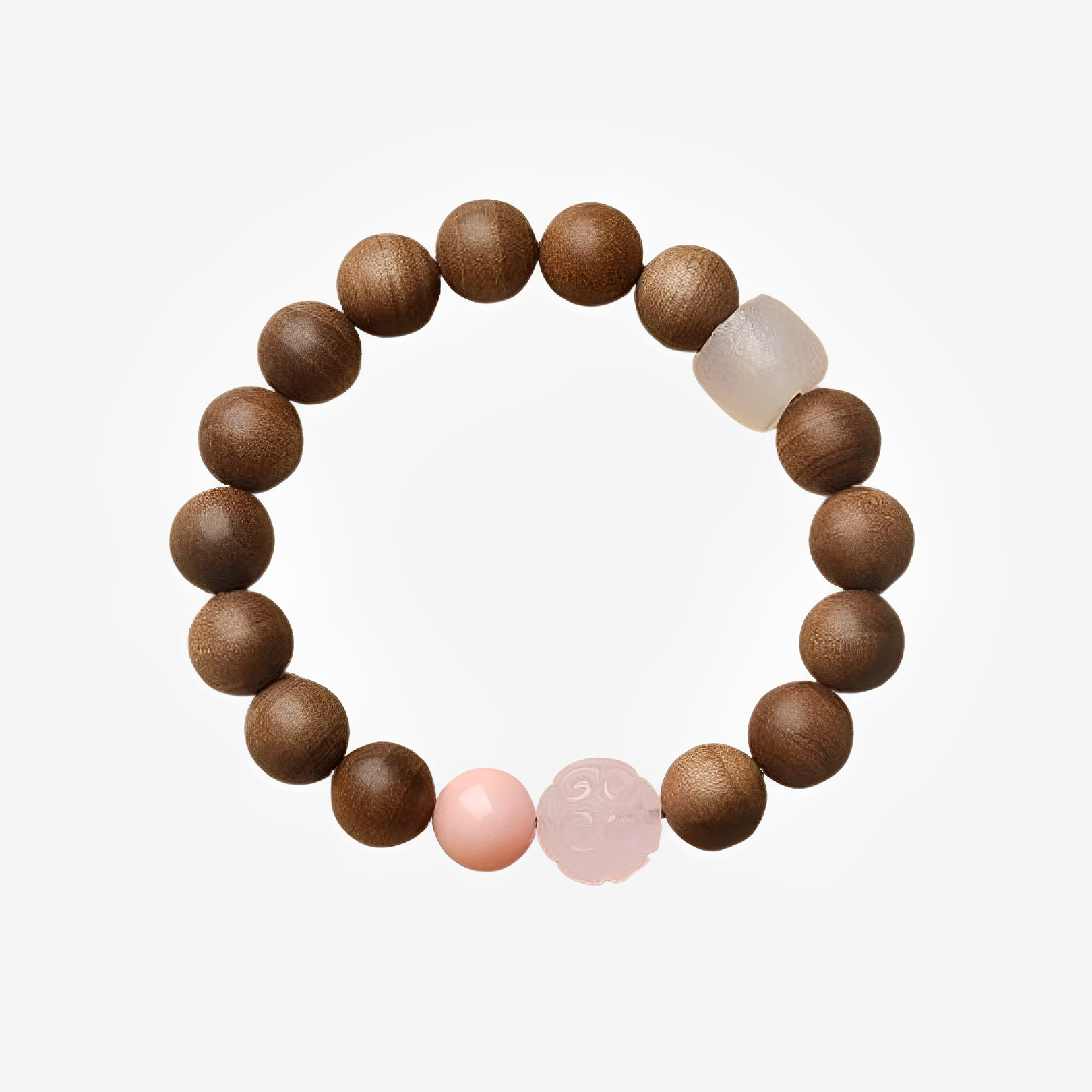 Old Sandalwood & Pink Crystal Wooden Bracelet : - Seekcase