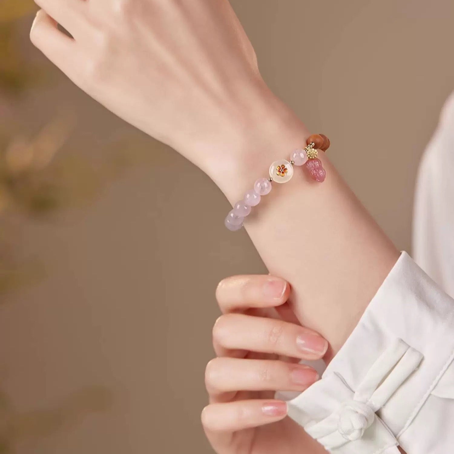 Sandalwood & Rose Quartz Bracelet : - Seekcase