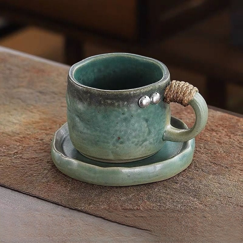 The Relic Handcrafted Cup & Saucer Set 250ml : Green - Seekcase