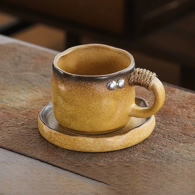 The Relic Handcrafted Cup & Saucer Set 250ml : Yellow - Seekcase