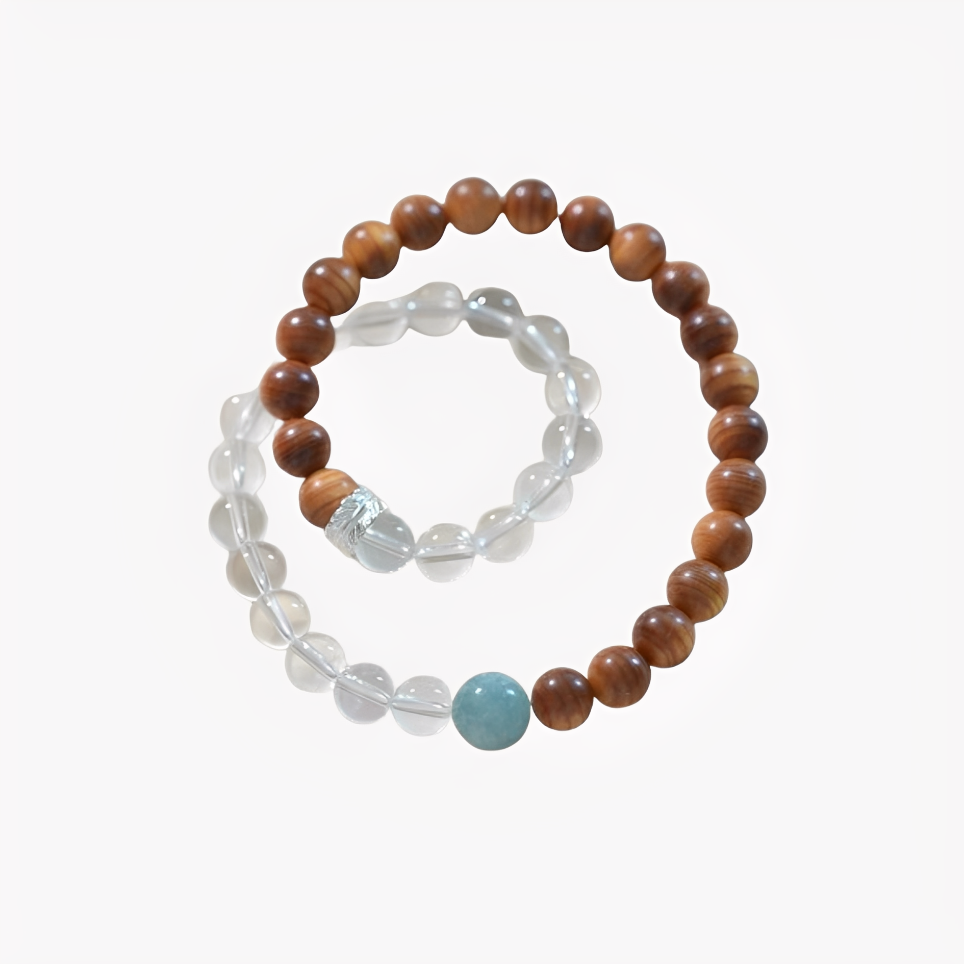 Clear Quartz & Cypress Wood Bracelet : - Seekcase