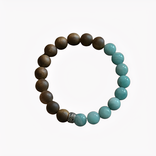 Agarwood & Aquamarine Beaded Bracelet : - Seekcase