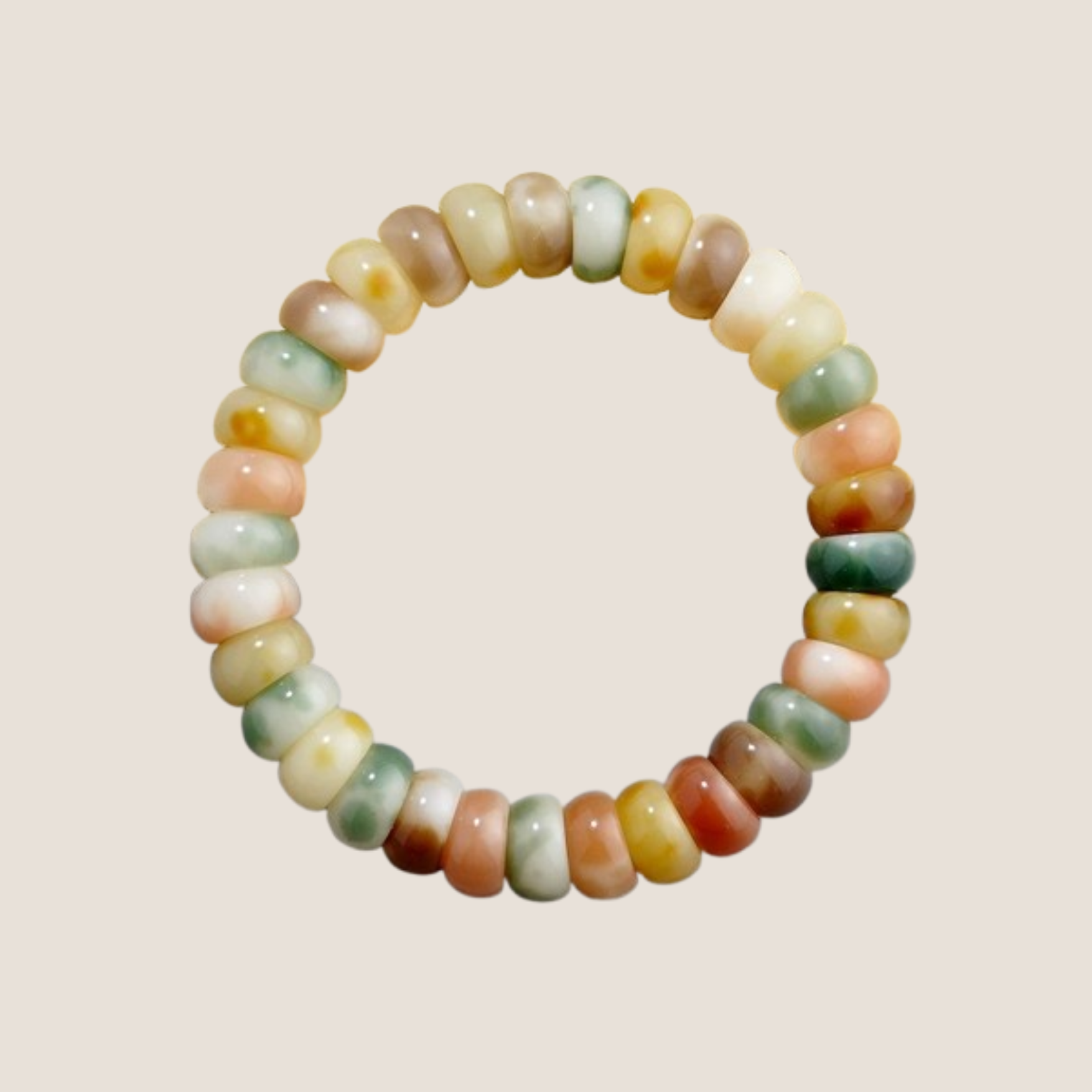 Tibetan-style Bevel-cut Bodhi Seed Bracelet : Rainbow - Seekcase