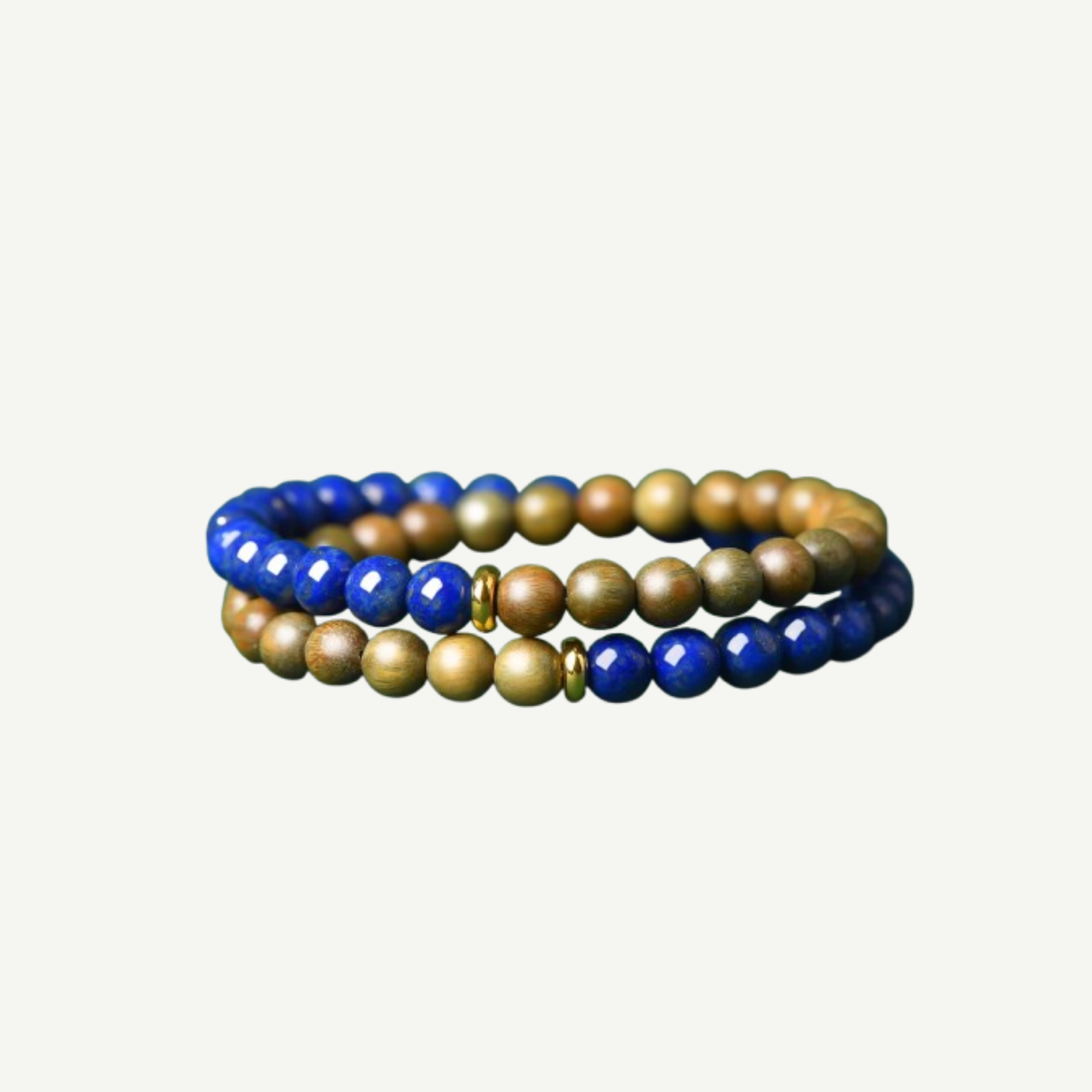 Lapis Lazuli & Green Sandalwood Bracelet (Single/Dual Loop) : - Seekcase