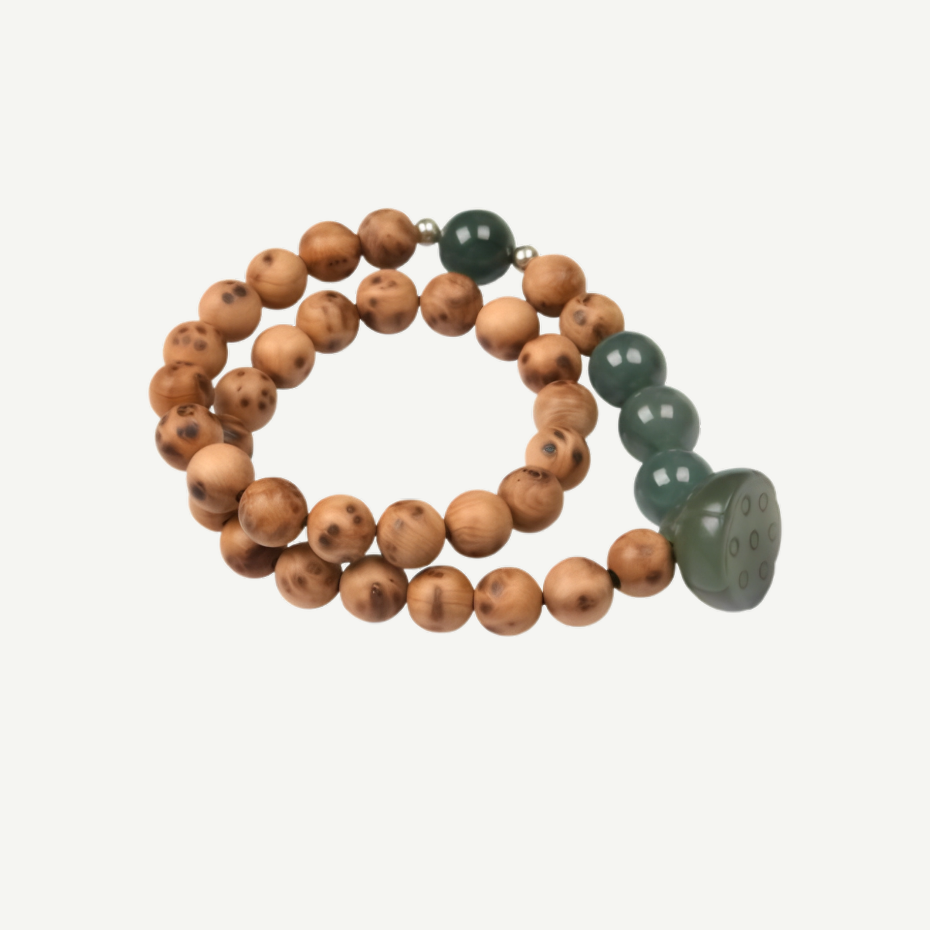 Cypress & Jade Double-Loop Bracelet with Natural Scarring : - Seekcase