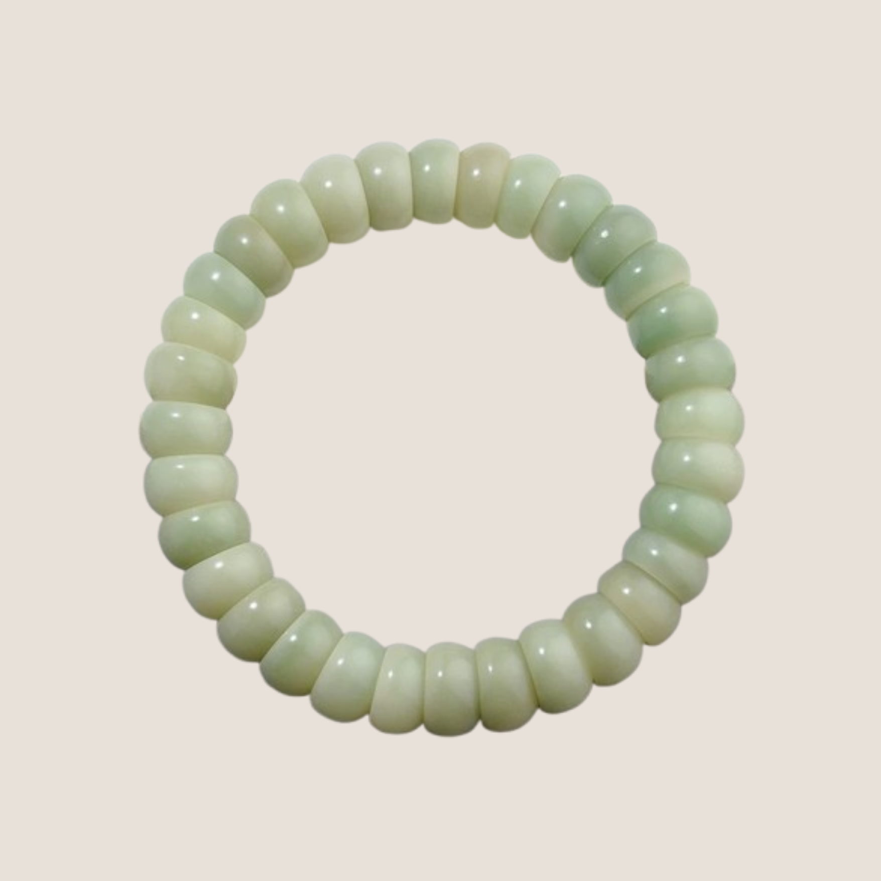 Tibetan-style Bevel-cut Bodhi Seed Bracelet : Cream Green - Seekcase