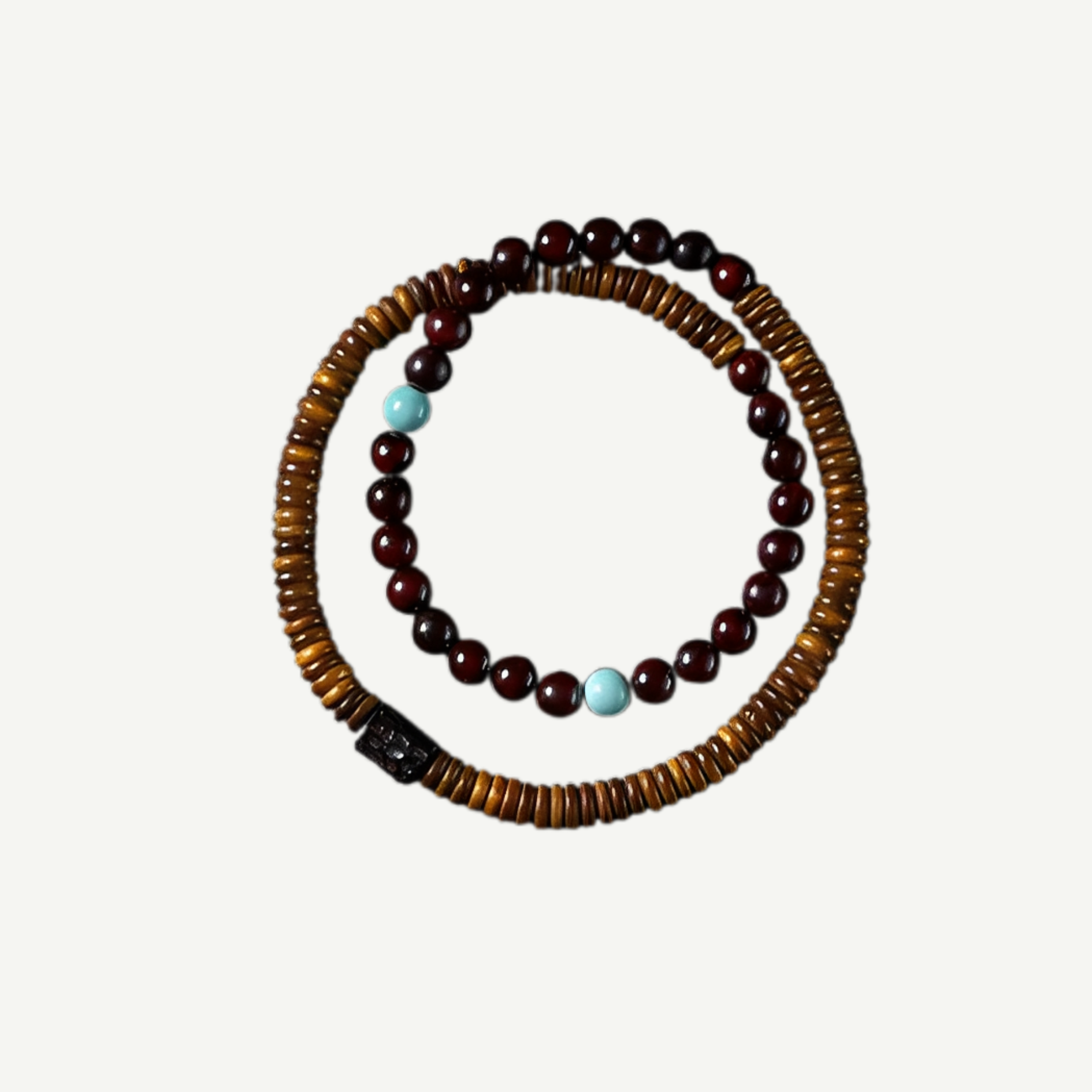 Sandalwood & Turquoise Double-Loop Bracelet : - Seekcase