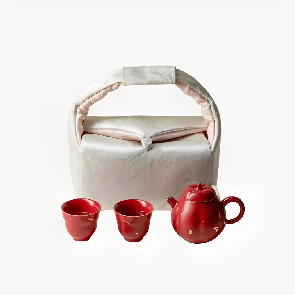 Red Pumpkin Portable Office Tea Set : - Seekcase